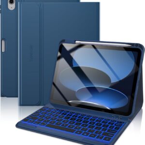 typecase Keyboard Case for iPad 11th (A16) & 10th Gen with 7-Colors Backlits, Multi Angle Flip Cover, Pencil Holder, Scissor Keys, Magnetically Detached Wireless Keyboard Cover