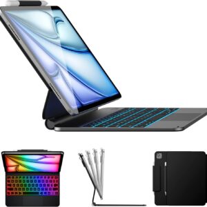typecase Edge for iPad Air 11 (M4 2026/ M3 2025/ M2 2024), Air 5th/4th & Pro 11 (4th/3rd/2nd/1st) with 11-Color Backlit & Touchpad, Magic Floating Keyboard (NOT for 10th/A16/Pro 11 (M5/M4)
