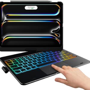 typecase Flexbook Touch Keyboard case for iPad Pro 11 Inch(M4) 2024, with Multi Touch Trackpad, 11-Colors Backlit, 360 Rotable, Pencil Holder