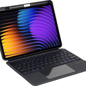 Kickstand Combo Keyboard case for Xiaomi Mi Pad 8/8 Pro & Pad 7/7 Pro (11.2")-2024 with 7-Colors Backlit, Trackpad, Dual Orientation, Pen Holder (rtsy)