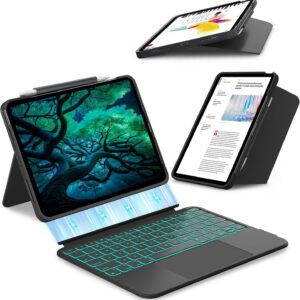 typecase FoluoDuo 2.0 for iPad A16 (11th) / iPad 10th, Air 11 (M4/M3/M2/5th/4th) & Pro 11 (4th/3rd/2nd/1st Gen) ,Magnetic Detachable, Portrait/Landscape Modes, Multi-Touch Trackpad, 11-Color Backlit, 540 Gm (Ultra-Light)